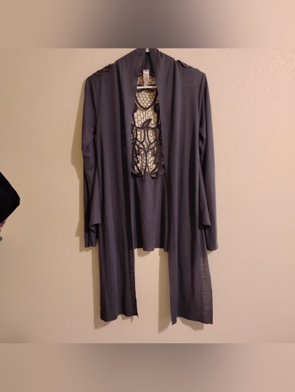 Women's Gray Open-Front Lightweight Cardigan Sweater